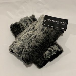 Pandemonium Millinery Fingerless Gloves in Black Chinchilla- NWT